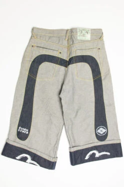 Evisu Genes Godhead Patch Denim Long Shorts (sz. 34) -US Vintage Clothing Sales vintage shorts 1270 2 18977.1666807151