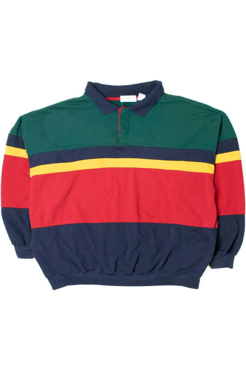 Vintage Bold Stripe Polo Sweatshirt 1 Vintage Bold Stripe Polo Sweatshirt
