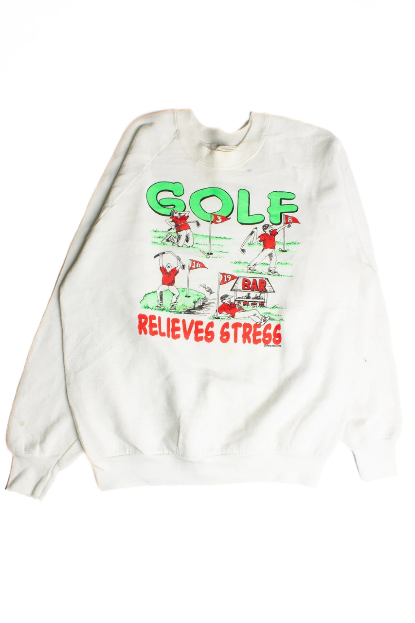 Vintage Golf Relieves Stress Fruit Of The Loom Sweatshirt 8683 1 Vintage Golf Relieves Stress Fruit Of The Loom Sweatshirt 8683
