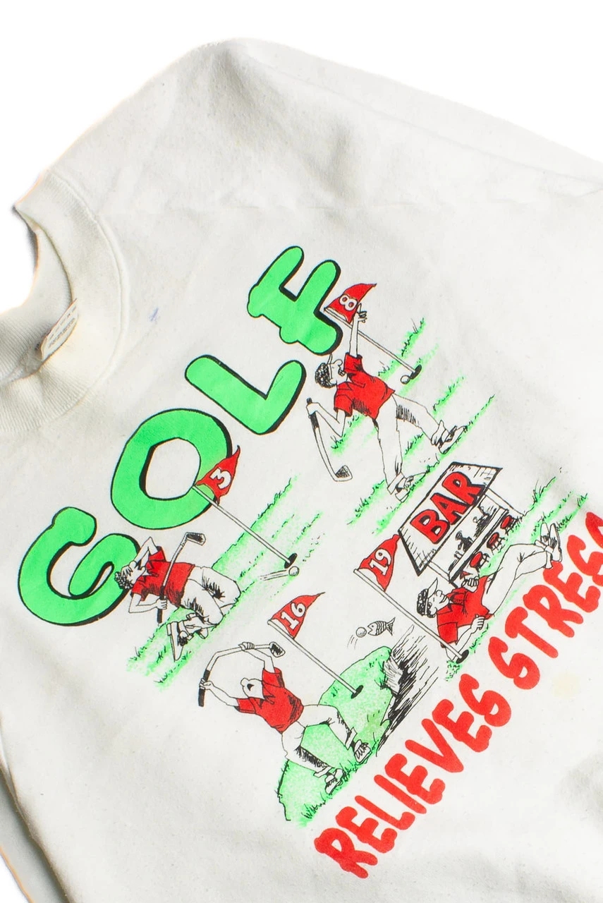 Vintage Golf Relieves Stress Fruit Of The Loom Sweatshirt 8683 2 Vintage Golf Relieves Stress Fruit Of The Loom Sweatshirt 8683 - Image 2
