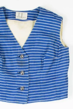Blue Striped Crop Vest