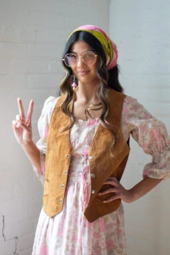 Vintage Etched Horses Suede Vest (1970s)